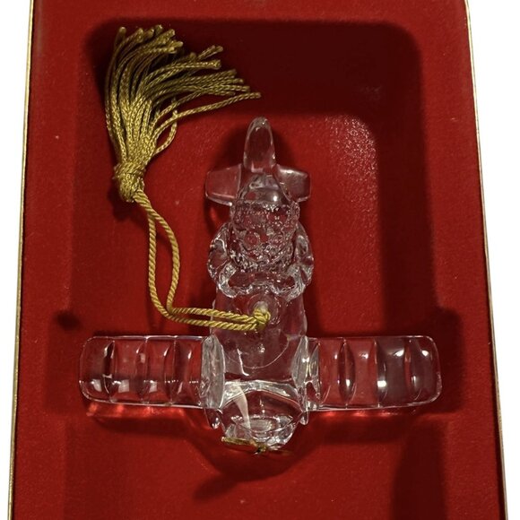 Gorham Crystal Santa Airplane Ornament Aviator Christmas First In Series - Picture 2 of 8